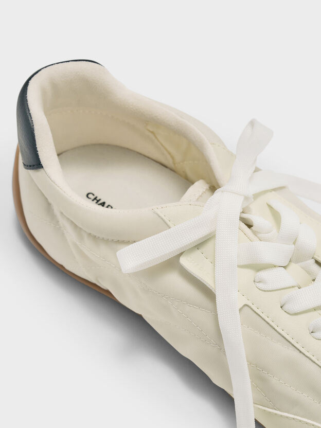 Nylon Contrast-Panel Low-Top Sneakers, Chalk, hi-res