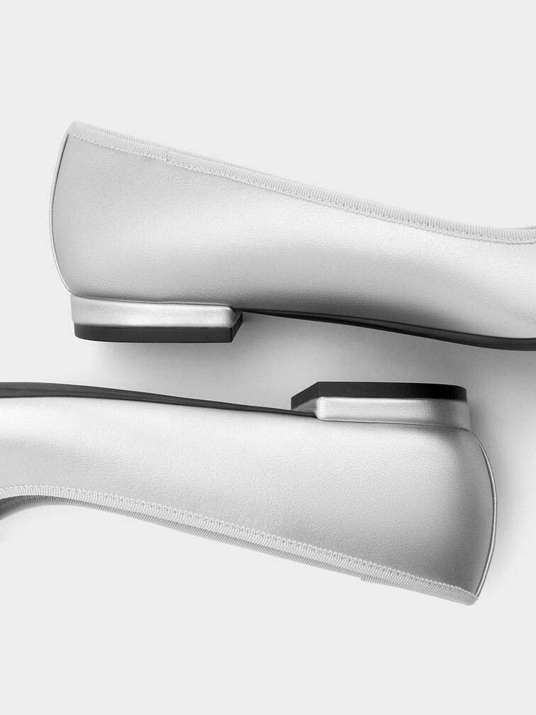 Glennis Bow Ballet Flats, Silver, hi-res