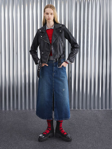 Celia Faux Suede Buckled Multi-Strap Chunky Calf Boots, Black Textured, hi-res