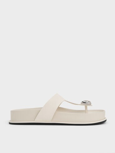 Sculpted-Accent Flatform Thong Sandals, Chalk, hi-res