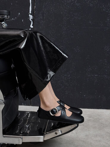 Crossover-Strap Mary Janes, Black, hi-res