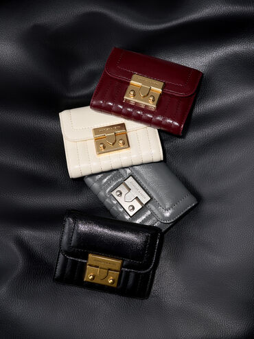 Donna Crinkle-Effect Wallet, Black, hi-res