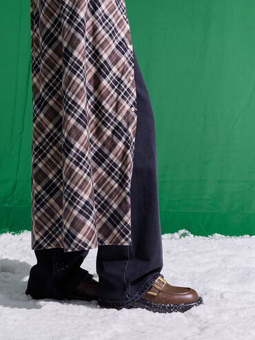 Leather Buckled-Strap Loafers, Dark Brown, hi-res