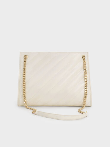 Neva Panelled Chain-Strap Tote Bag, Cream, hi-res