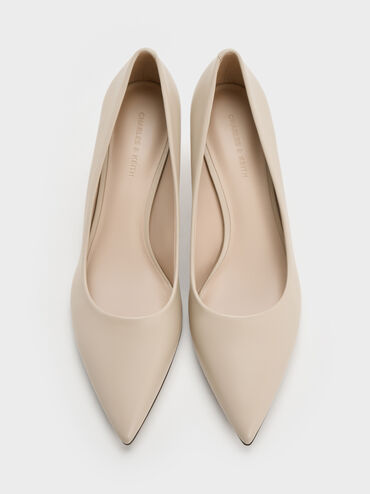 Metallic Sculptural Heel Pumps, Chalk, hi-res