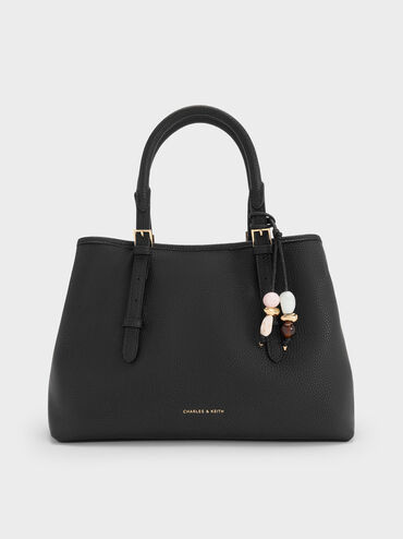 Baral Bead-Charm Tote Bag, Black, hi-res
