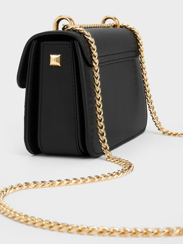 Alva Quilted Chain-Handle Bag, Black, hi-res