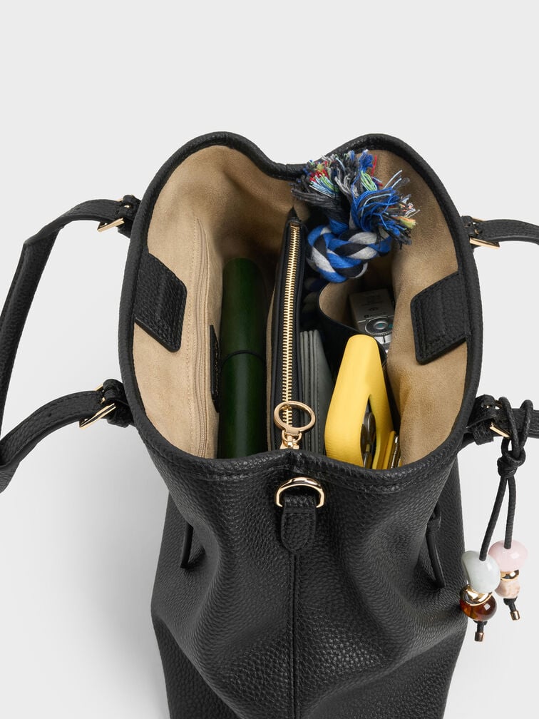 Baral Bead-Charm Tote Bag, Black, hi-res