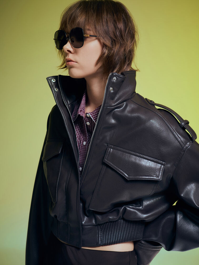 Ivette Butterfly Sunglasses, Black, hi-res