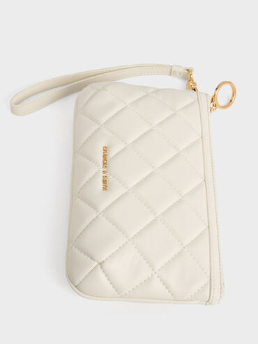 Cressida Quilted Wristlet, White, hi-res