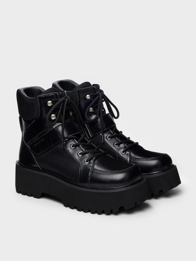 Eliot Platform Combat Boots, Black, hi-res