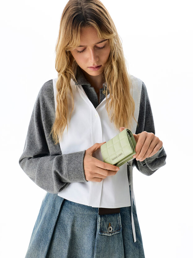 Cassia Quilted Wallet On Chain, Pale Sage, hi-res