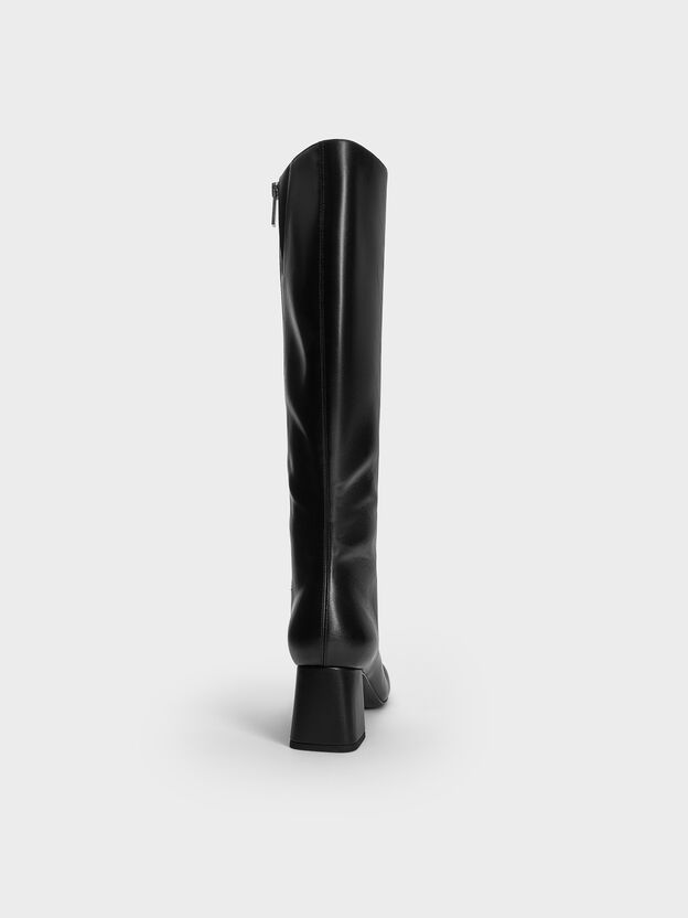 Square-Toe Knee-High Boots, Black, hi-res