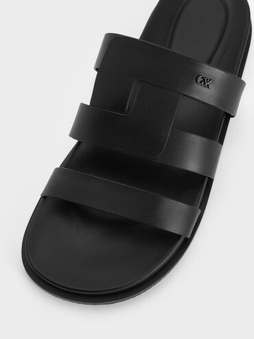 Petina Leather Flatform Sandals, Black, hi-res