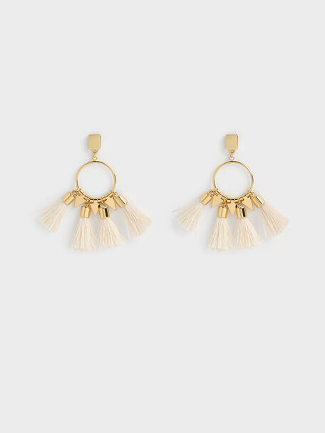 Orelia Tassel Drop Earrings, Cream, hi-res