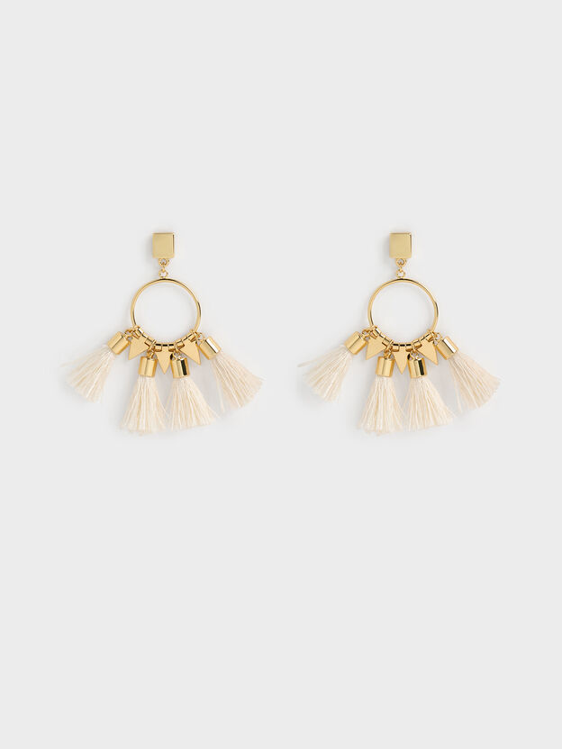 Orelia Tassel Drop Earrings, Cream, hi-res