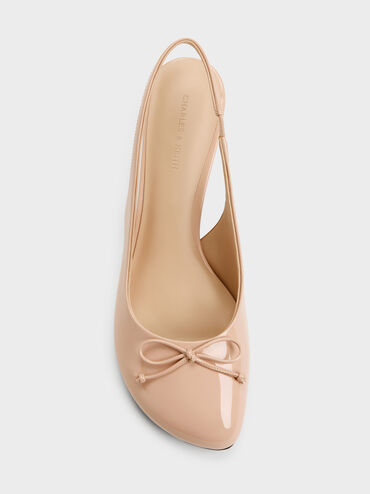Imani Patent Asymmetric Slingback Pumps, Nude, hi-res