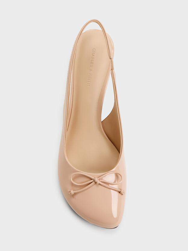 Imani Patent Asymmetric Slingback Pumps, Nude, hi-res