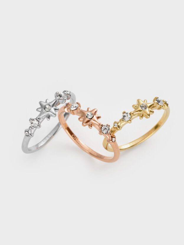 Everest Crystal Star Ring, Gold, hi-res