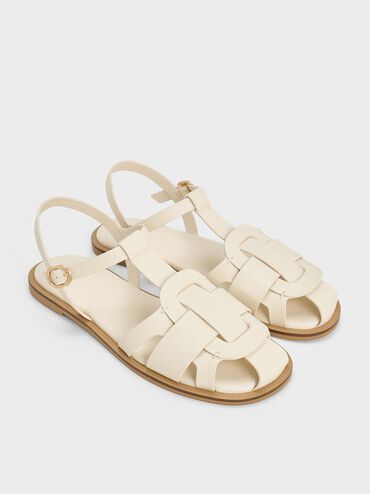 Easley T-Bar Caged Sandals, Chalk, hi-res