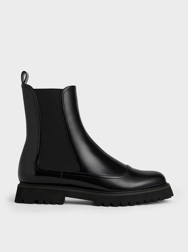 Ridged-Sole Chelsea Boots, Black, hi-res