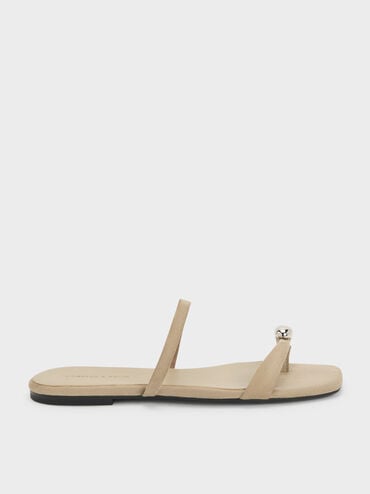 Raina Faux Suede Toe-Ring Sandals, Taupe, hi-res
