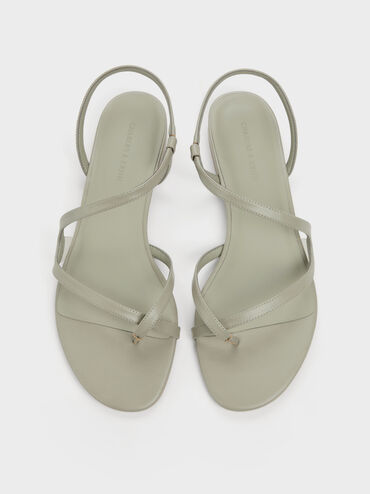 Arden Wavy Strappy Toe-Ring Flat Slingback Sandals, Mint Green, hi-res