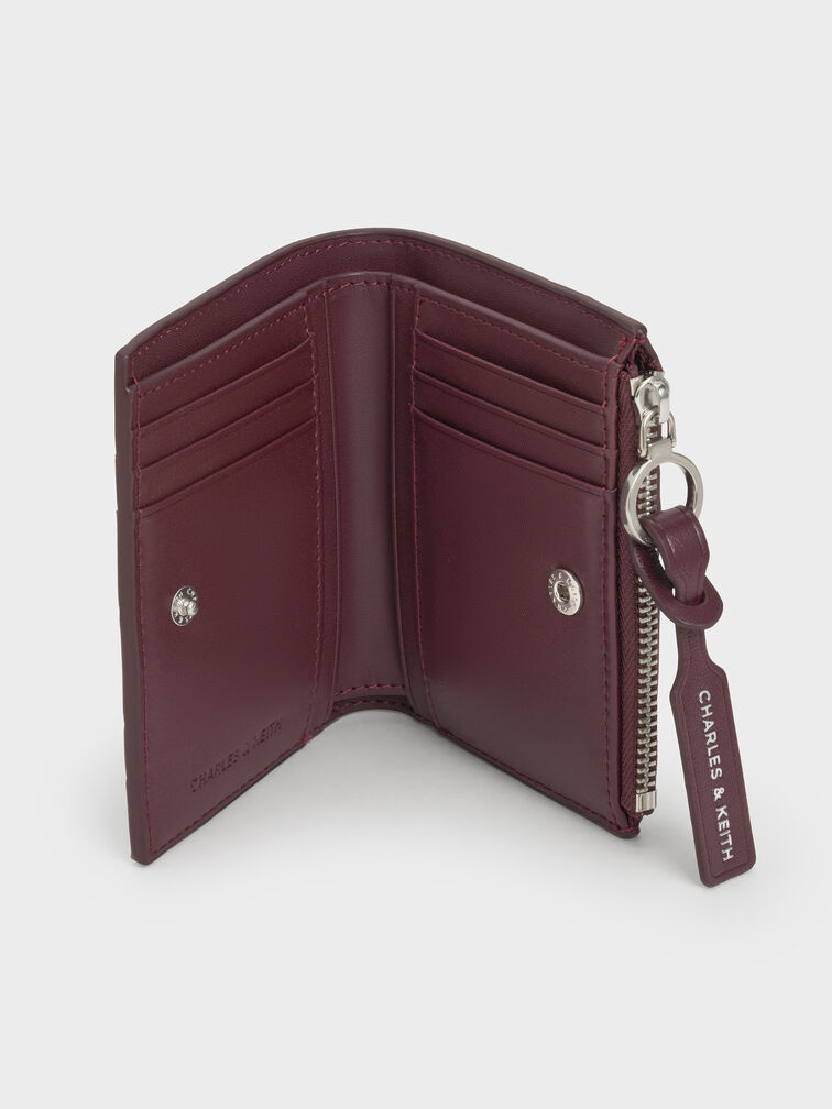 Ivette Woven Top-Zip Small Wallet, Wineberry Red, hi-res