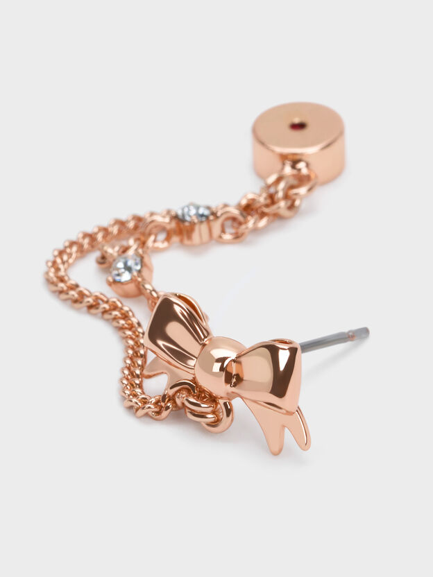 Paige Crystal-Chain Bow Drop Earrings, Rose Gold, hi-res