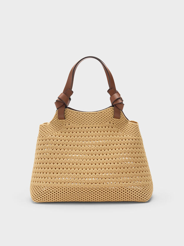 Mini Ida Knitted Tote Bag, Beige, hi-res
