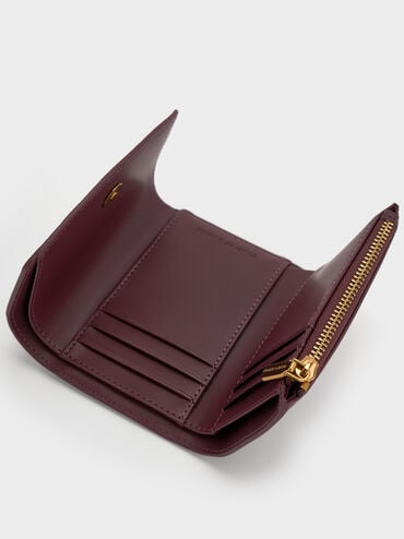 Briony Curved Flap Wallet, Wineberry Red, hi-res