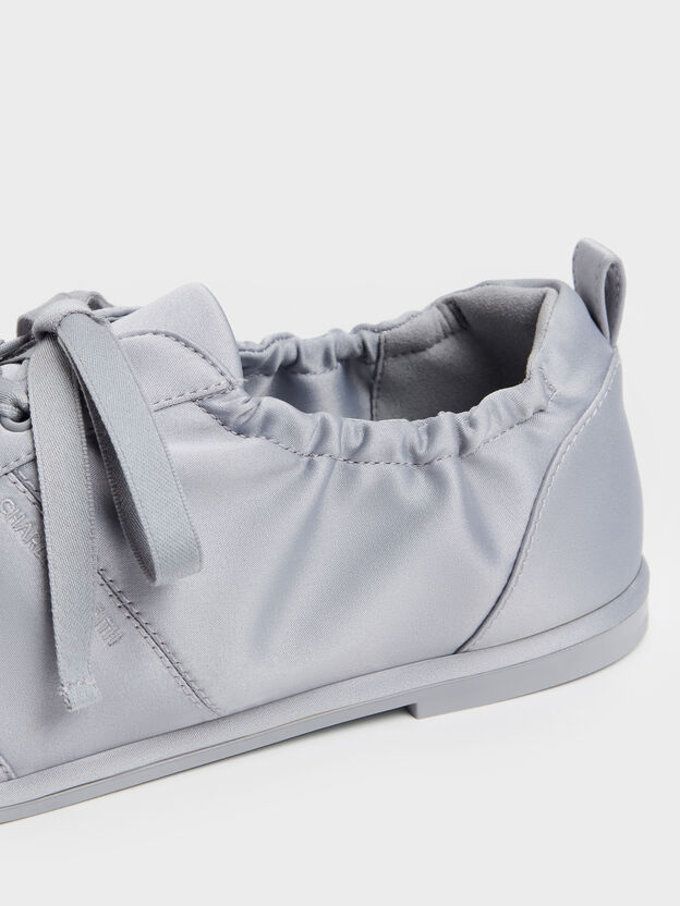 Satin Ruched Sneakers, Grey, hi-res