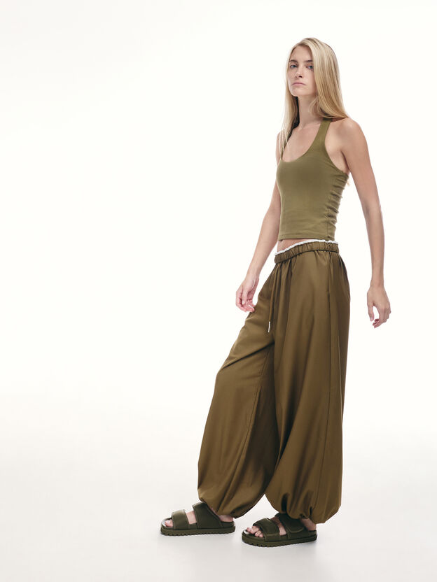 Nylon Double-Strap Flatform Sandals, Olive, hi-res