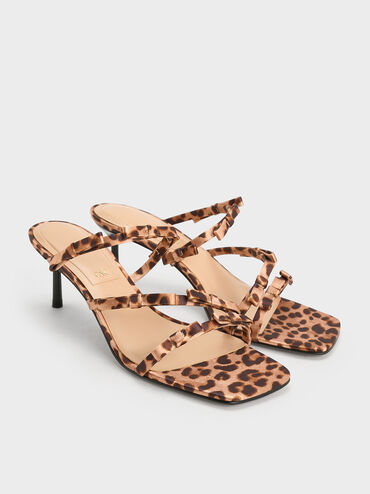 Jessy Recycled Polyester Leopard-Print Bow Heeled Sandals, Multi, hi-res