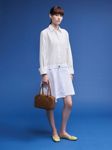 Sianna Textured Bowling Bag, Brown, hi-res