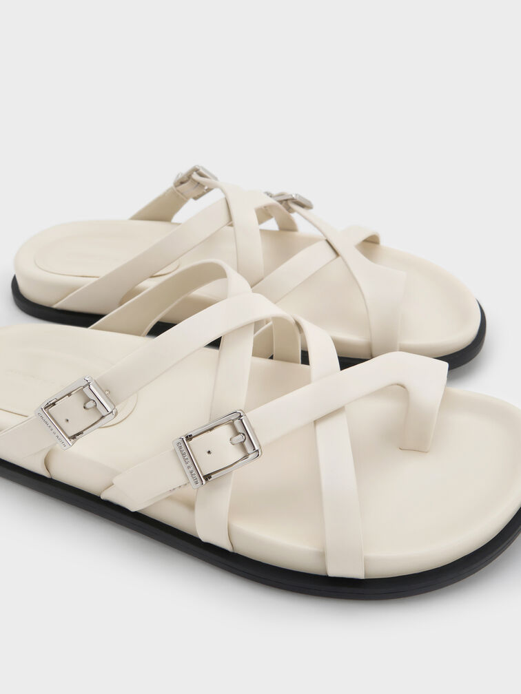 Crossover Toe-Ring Sandals, Chalk, hi-res