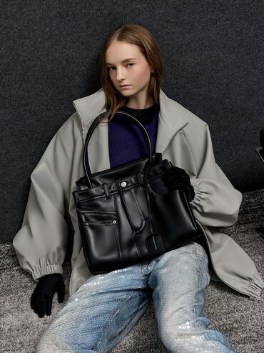 Arita Jeans Tote Bag, Noir, hi-res