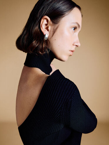 Ottilie Crystal Sculptural Stud Earrings, Silver, hi-res