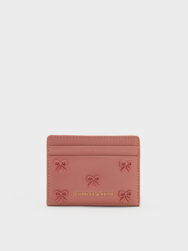 Halsey Embroidered Ruched Card Holder, Blush Pink, hi-res