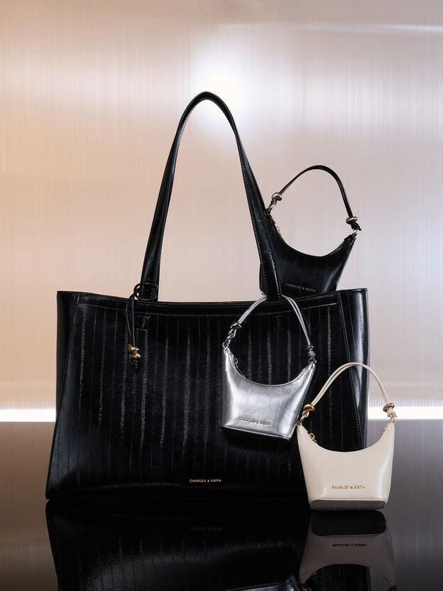 Micro Augustine Metallic Eel-Effect Bag, Silver, hi-res
