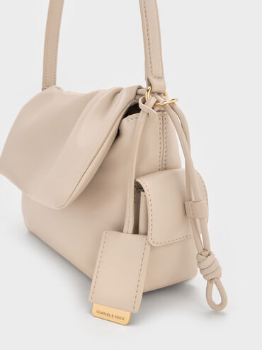 Khai Ruched-Flap Side-Pocket Top Handle Bag, Oat, hi-res