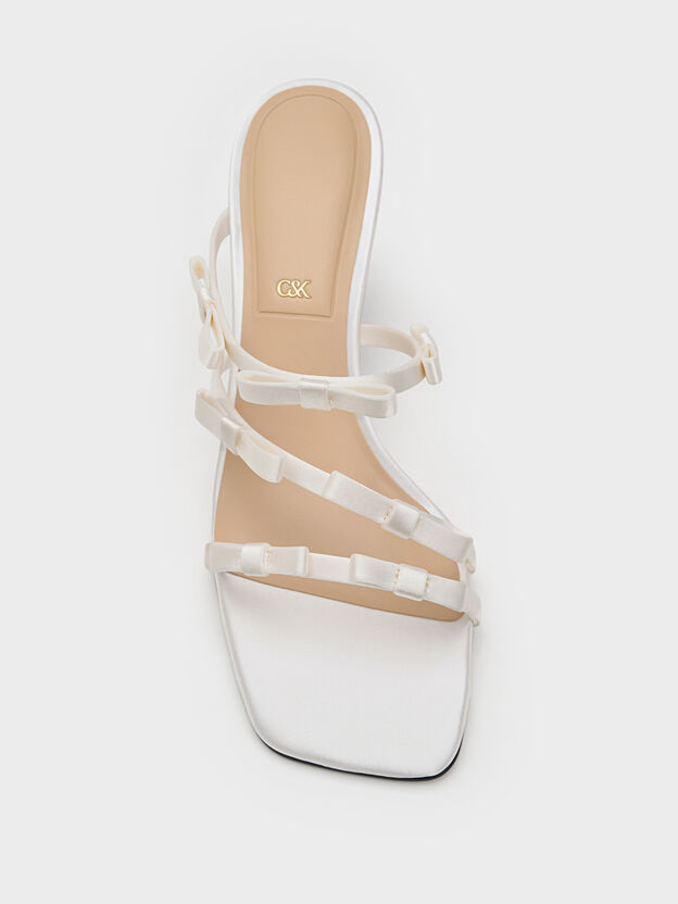 Jessy Bow Heeled Sandals, White, hi-res