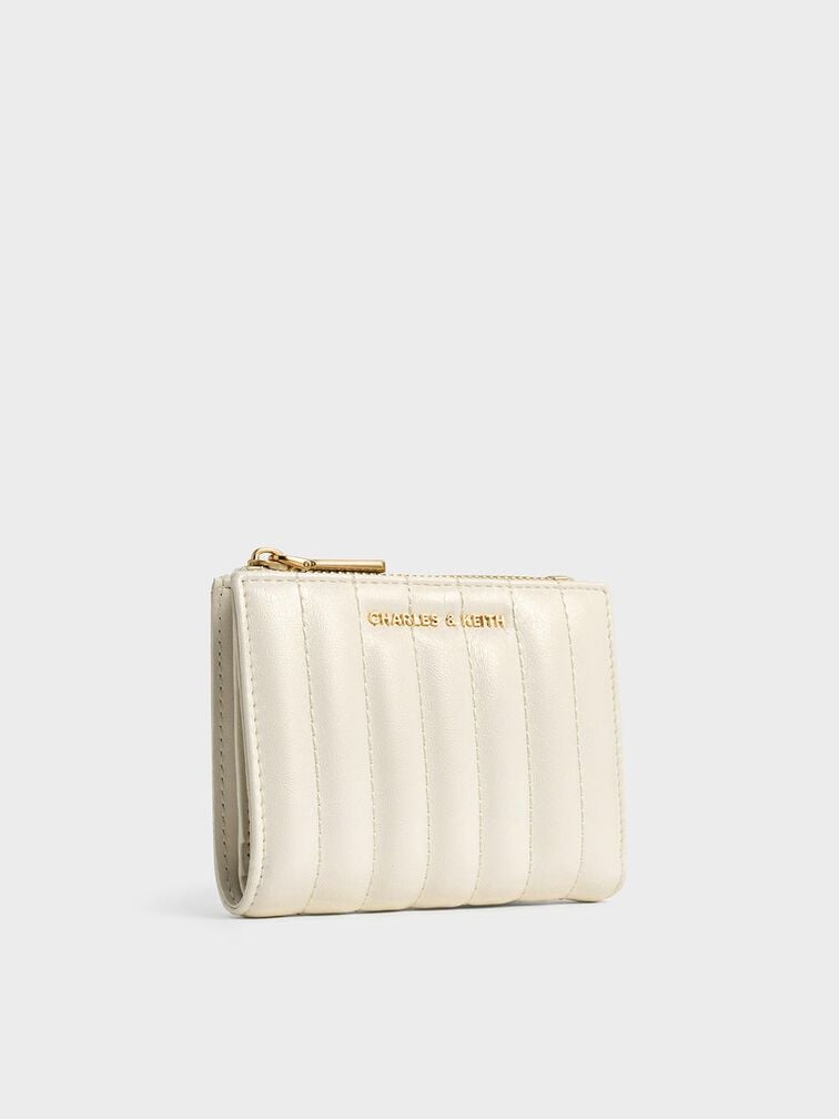 Donna Crinkle-Effect Panelled Top-Zip Wallet, Cream Donna Crinkle-Effect Panelled Top-Zip Wallet, Cream, hi-res