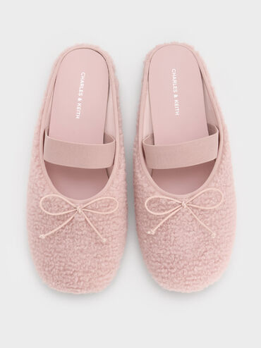 Nancy Faux Shearling Bow Ballet Mules, Pink, hi-res