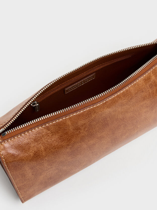 Delfina Elongated Shoulder Bag, Distressed Tan, hi-res