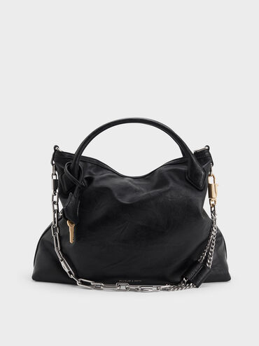 Delfina Chain Tote Bag, Noir, hi-res