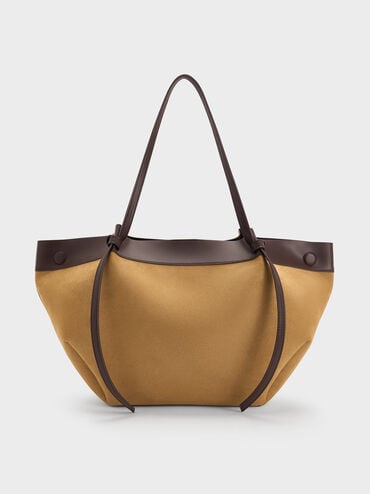 XL Calla Faux Suede Tote Bag, Sahara Sand, hi-res