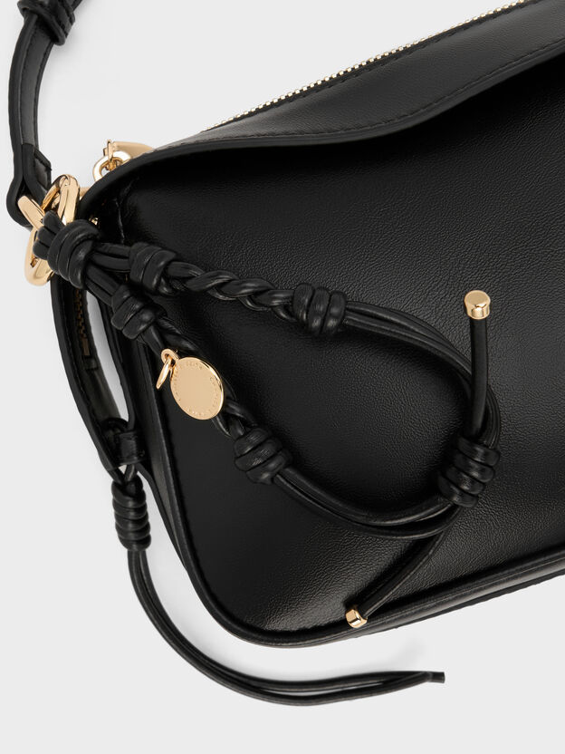 Mini Haylen Braided-Charm Shoulder Bag, Black, hi-res