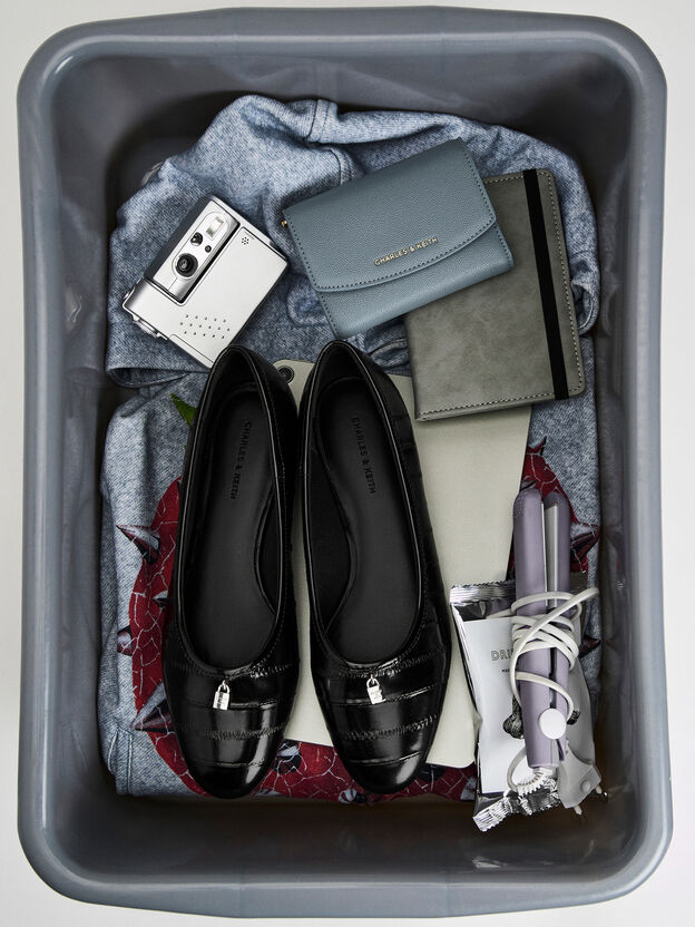 Griselda Eel-Effect Ballet Flats, Animal Print Black, hi-res