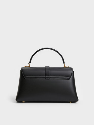 Adalyn Metallic-Buckle Chain-Strap Top Handle Bag, Black, hi-res